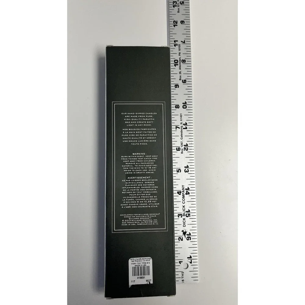 Williams Sonoma Unscented Set of 12 Tiny Taper Candles NEW in box 10